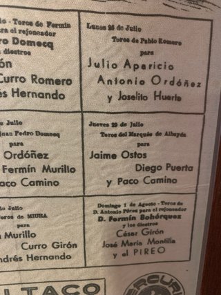 Cartel de corrida de toros de tela