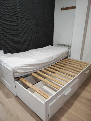 Cama extensible blanca 205,5x166x57 cm