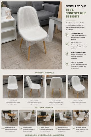Pack 4 Sillas Beige Tela y Madera