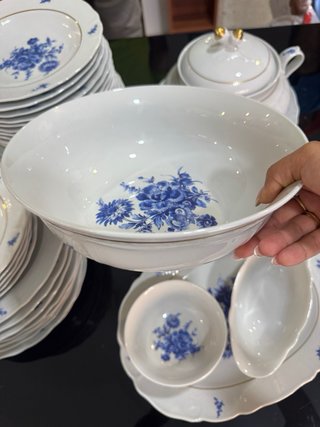 Juego Vajilla Porcelana Azul Floral