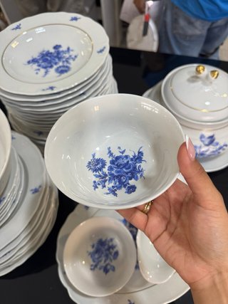 Juego Vajilla Porcelana Azul Floral