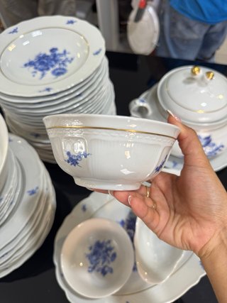Juego Vajilla Porcelana Azul Floral