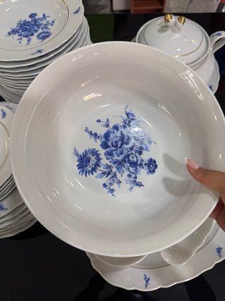 Juego Vajilla Porcelana Azul Floral