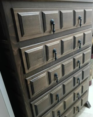 Mueble Cajonera Madera Maciza Estilo Castellano