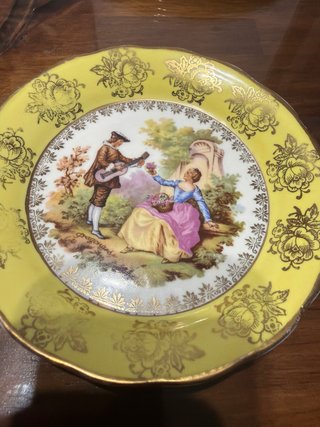 2 Platos Limoges Pan/Jabonera Dorados