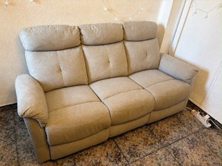 Sofá relax 3 plazas tela beige