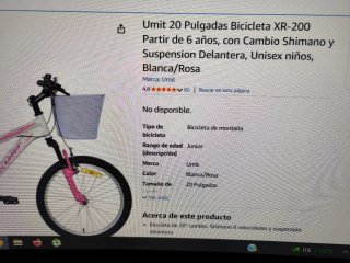 Bicicleta niña blanca y rosa