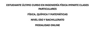 Clases particulares física, química y matemáticas.