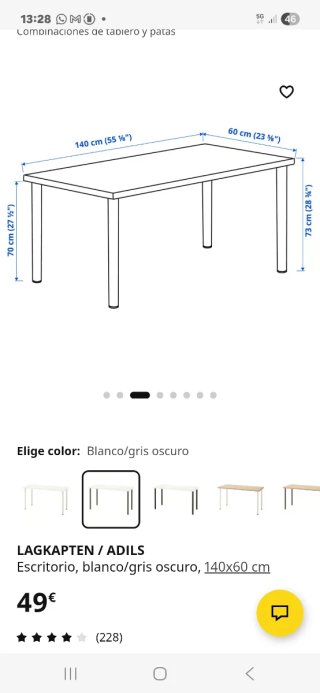 Escritorio Ikea Madera y Metal