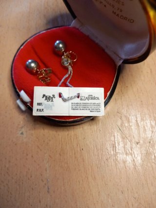 Pendientes Perla Gris Majorica Oro