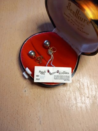 Pendientes Perla Gris Majorica Oro