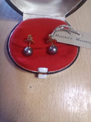 Pendientes Perla Gris Majorica Oro
