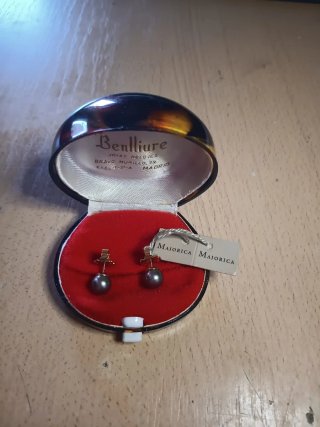 Pendientes Perla Gris Majorica Oro