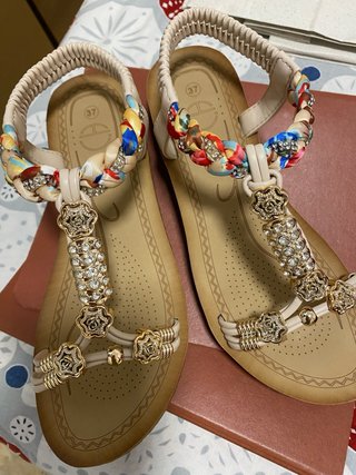 Sandalias Beige Multicolor Talla 37