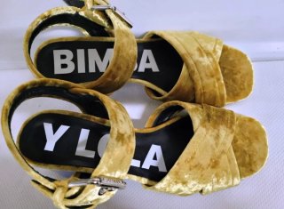 Sandalias Bimba y Lola Terciopelo Talla 38 Mostaza