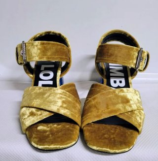 Sandalias Bimba y Lola Terciopelo Talla 38 Mostaza