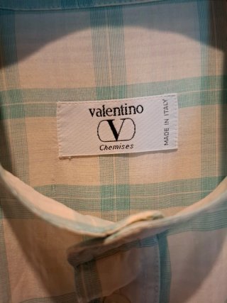 Camicia Valentino Uomo XL Cotone Panna/Verde