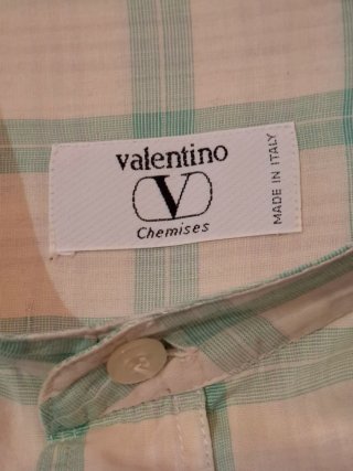 Camicia Valentino Uomo XL Cotone Panna/Verde