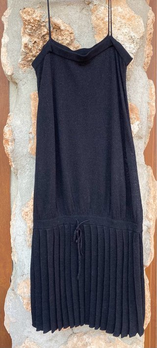 Vestido Negro Mango Tirantes Plisado