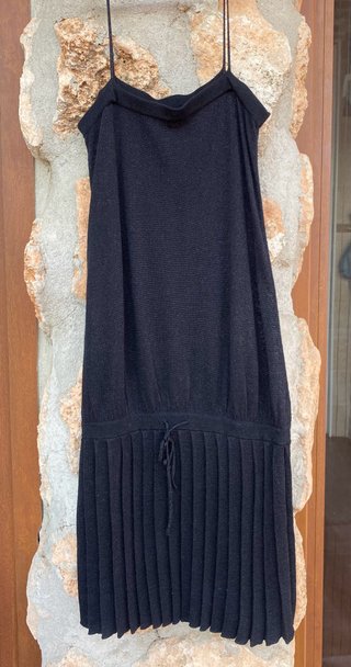 Vestido Negro Mango Tirantes Plisado
