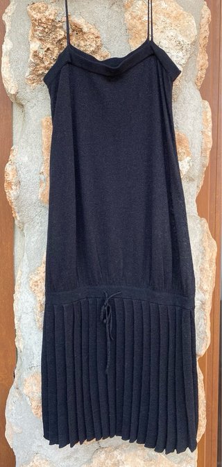 Vestido Negro Mango Tirantes Plisado
