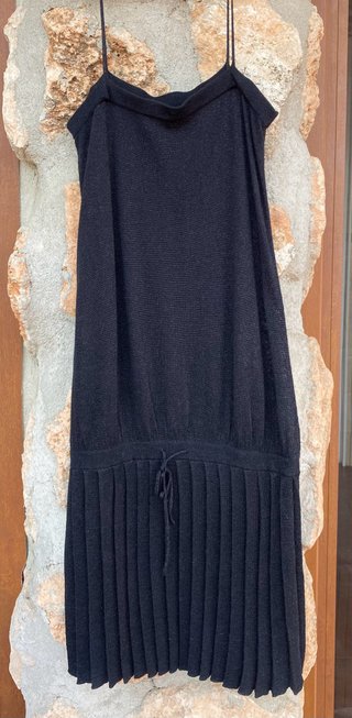 Vestido Negro Mango Tirantes Plisado