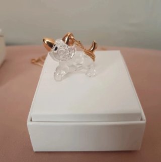 Collana Swarovski gatto con fiocco oro