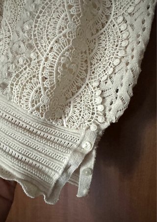 Blusa Zara pizzo crochet avorio Tg S