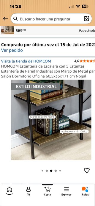 Estantería HOMCOM Escalera 5 Estantes