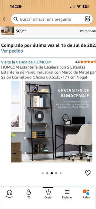 Estantería HOMCOM Escalera 5 Estantes