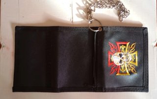 Cartera Biker Tela con Diseño Cruz y Calavera