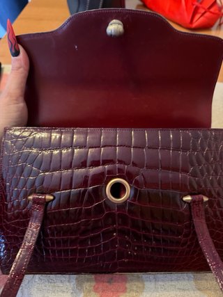 Borsa in coccodrillo bordeaux