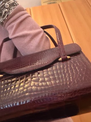 Borsa in coccodrillo bordeaux