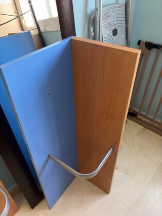 Conjunto estantería madera y metal