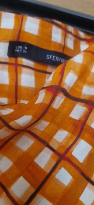 Vestido midi vuelo naranja cuadros