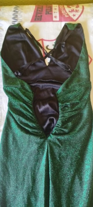 Vestido fiesta largo verde esmeralda Talla XS