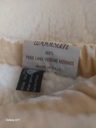 Coperta in lana merino beige/bianca