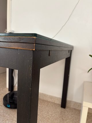 Mesa comedor cristal y madera