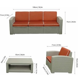 Chilvert Conjunto de jardín de resina 5 personas
