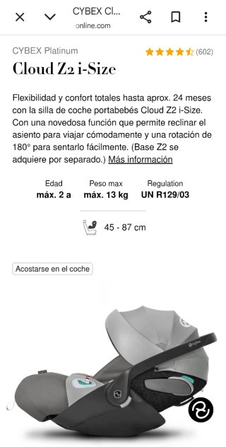 Silla Cybex Cloud Z2 + Base Z2 Giratoria