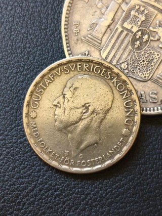 Moneda 1 Corona Suecia 1943 Plata