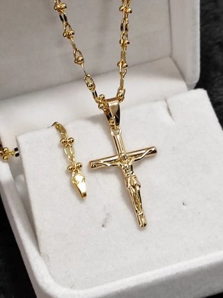 Collana croce con timbro 750 ( Nuova )