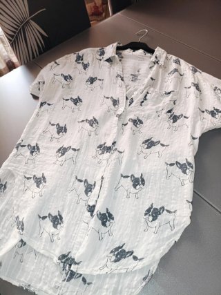 Camicia Made in Italy con Stampa Bulldog francese