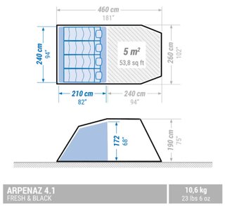 Tienda campaña Quechua Arpenaz 4.1 F&B