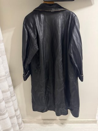 Chaqueta Larga Cuero Kiyanu Negra Talla XXL