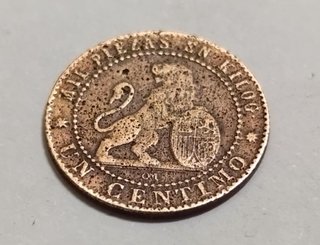 Moneda 1 Céntimo Cobre 1870 España