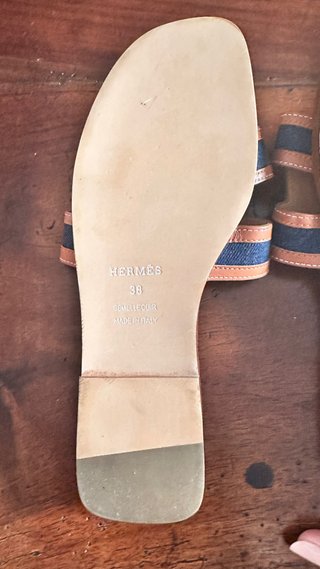 Sandali tipo Hermes Jeans Beige/Blu Tg 38