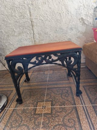 Mesa centro hierro forjado y madera