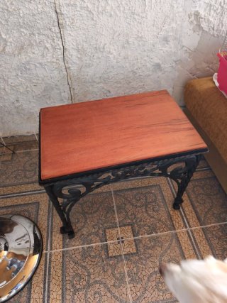 Mesa centro hierro forjado y madera