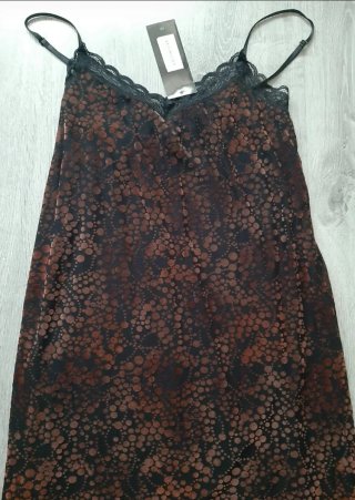 Vestido lencero transparente topos con forro